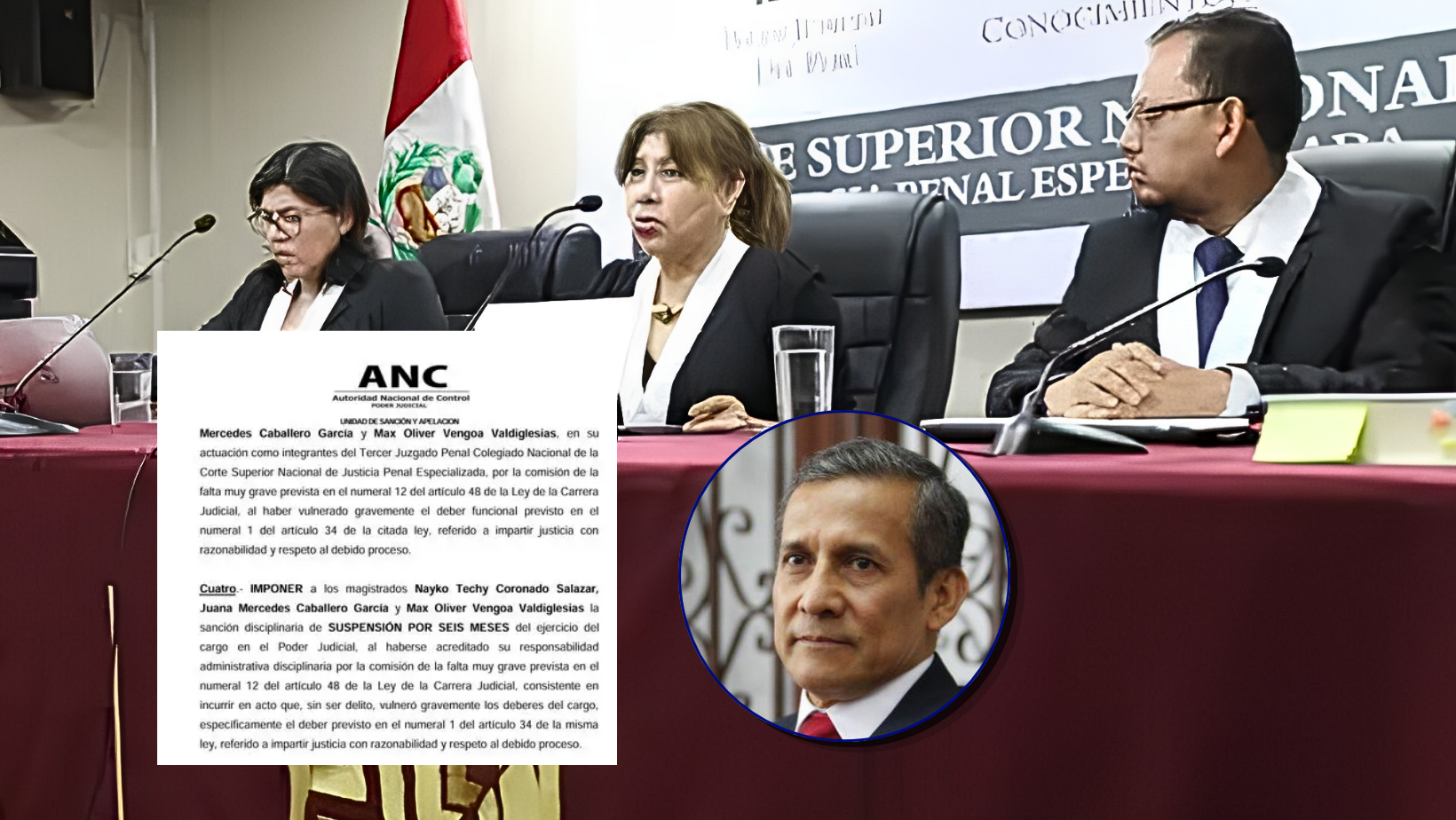 Suspenden 6 meses a los tres jueces que enviaron a prisión a Ollanta Humala