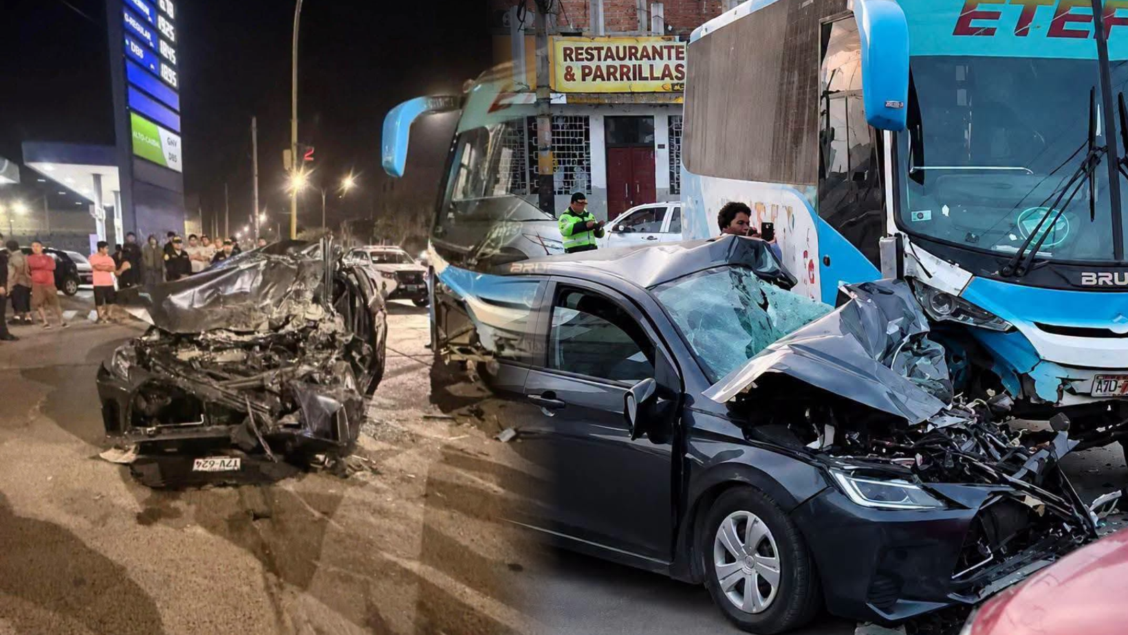 Chofer pierde la vida tras estrellarse contra bus en la madrugada