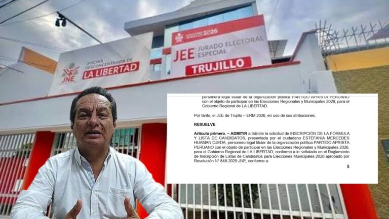 JEE de Trujillo admite lista del Partido Aprista para el Gobierno Regional