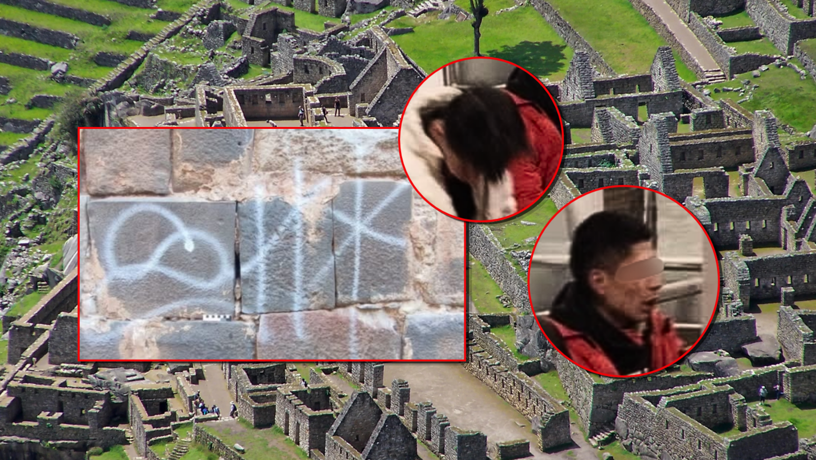 Indignación en el Cusco: Detienen a dos jóvenes por pintarrajear muros incas