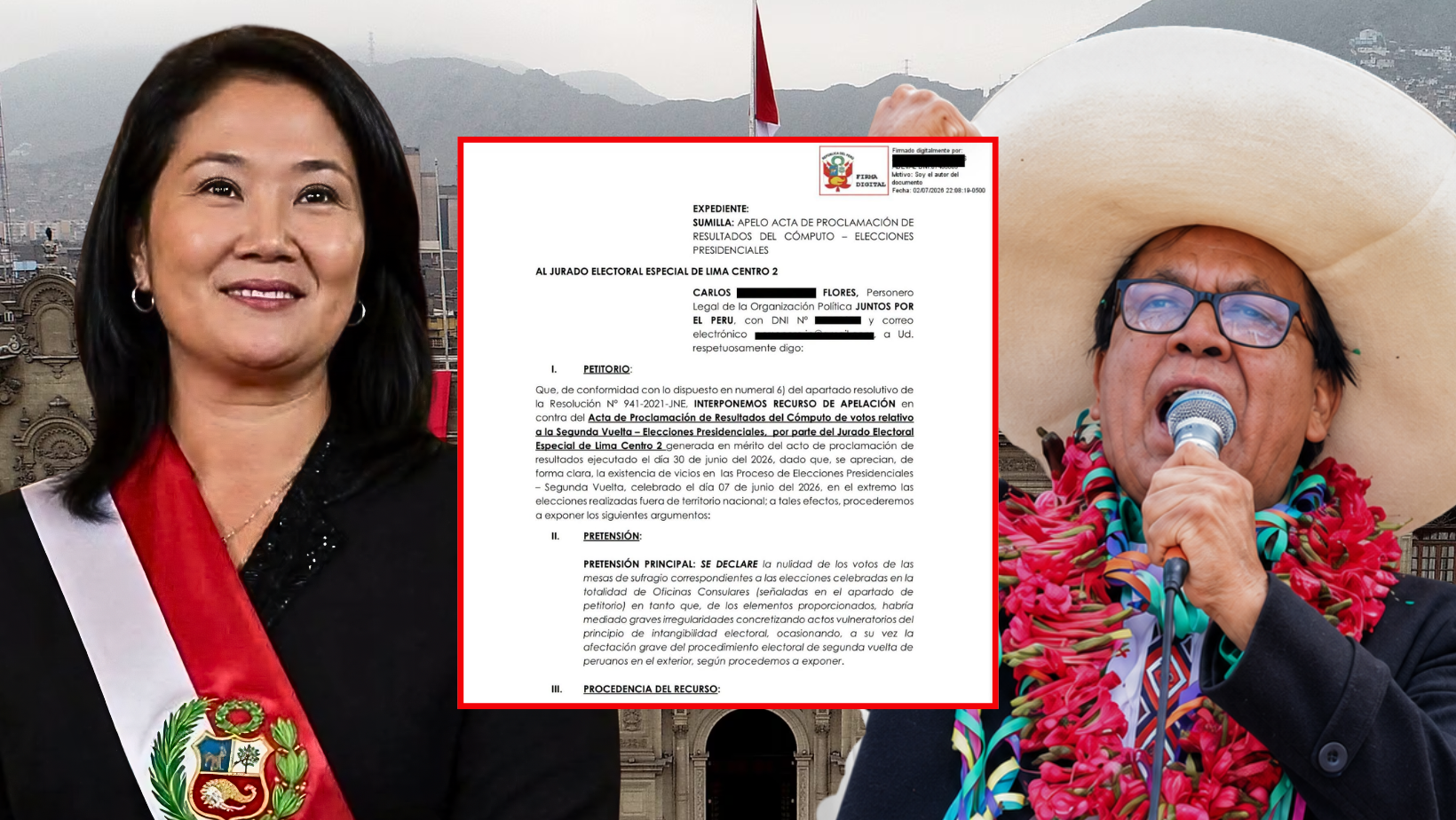 ¡En sus trece! Roberto Sánchez apeló acta de proclamación de resultados electorales en el extranjero