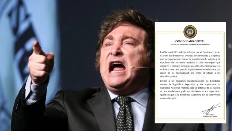Milei expulsará a extranjeros que difundan mensajes de odio contra Argentina