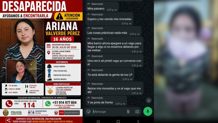 La Libertad: Escolar está desaparecida 15 días y delincuentes exigen S/ 50 mil por liberarla
