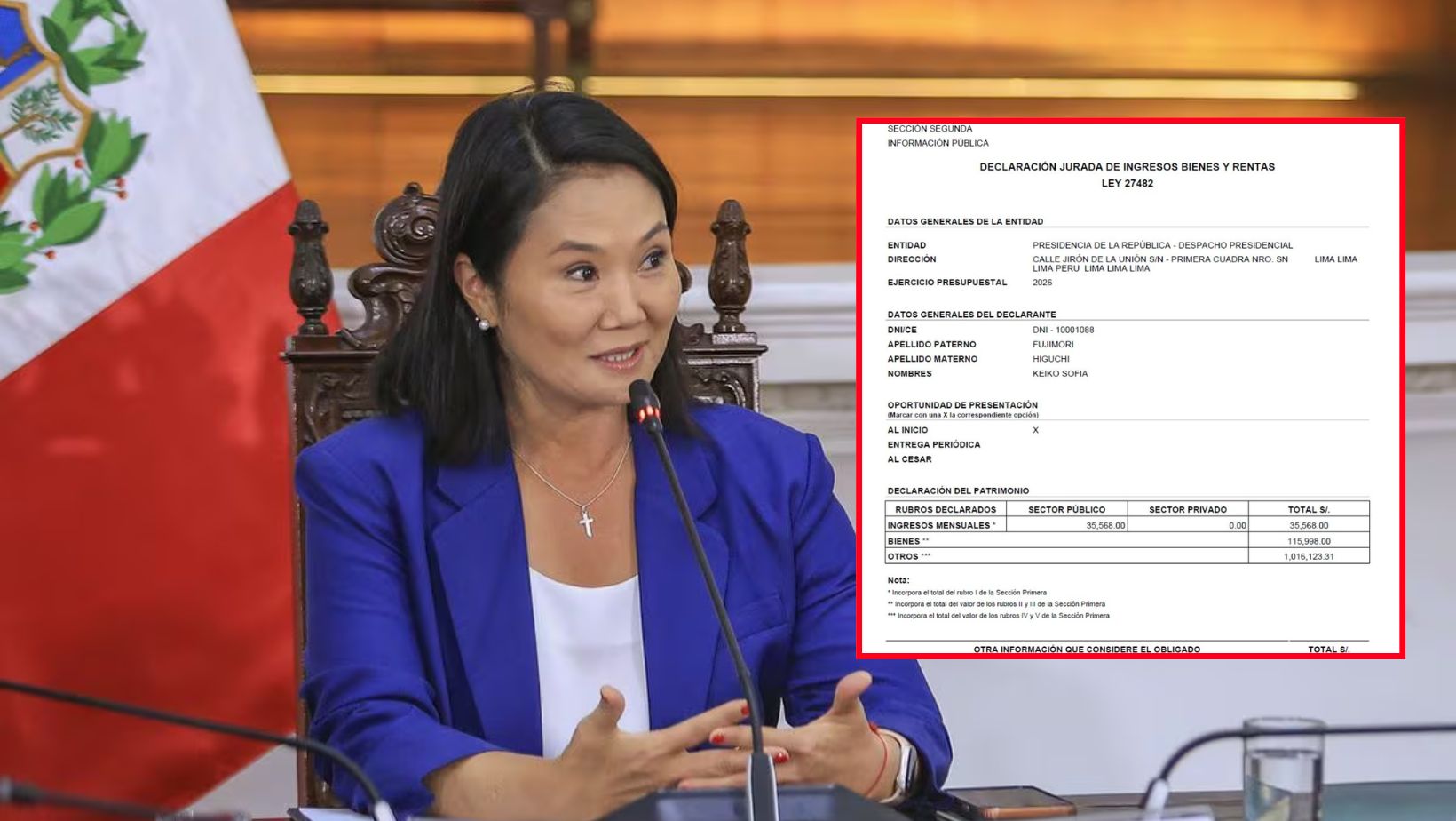 ¿Cuál es la cifra? Keiko Fujimori presenta su declaración jurada ante Contraloría