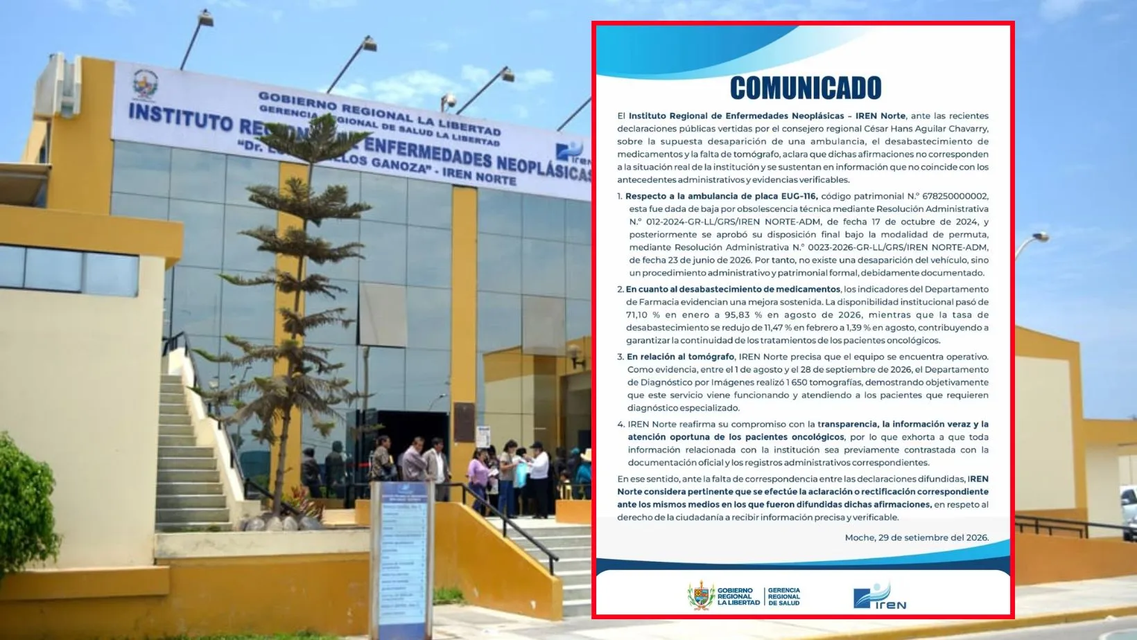 IREN Norte desmiente a consejero: ambulancia fue dada de baja y tomógrafo está operativo