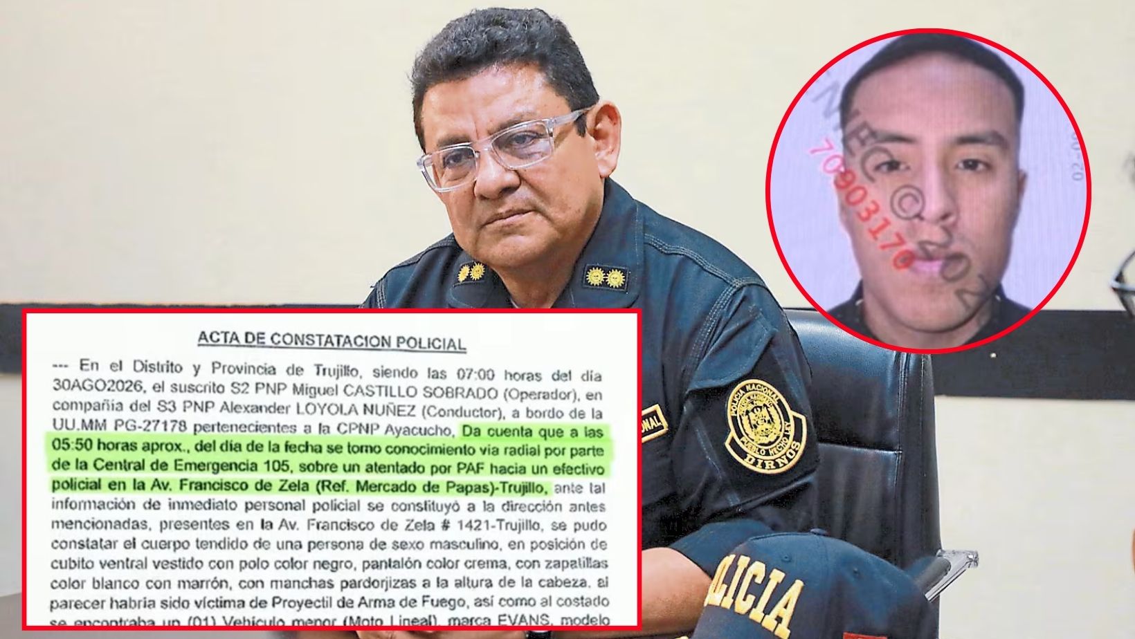 Documentos desmienten a general Espinoza: Mataron a policía, no se cayó del tercer piso