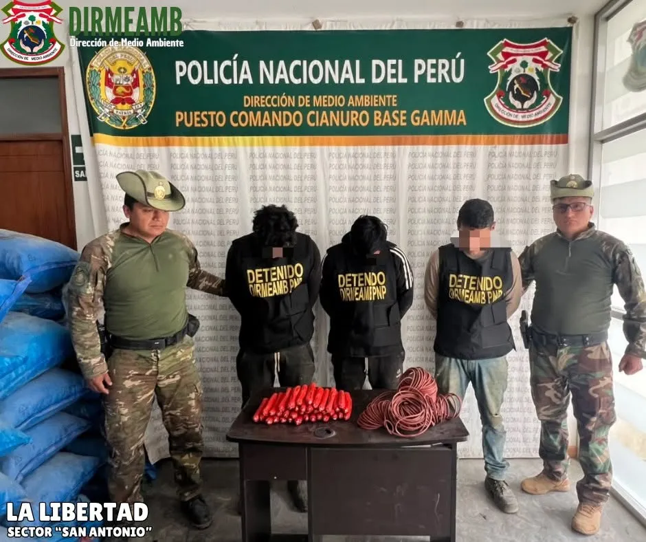 Pataz: detienen a tres jóvenes con más de 30 dinamitas y material explosivo 